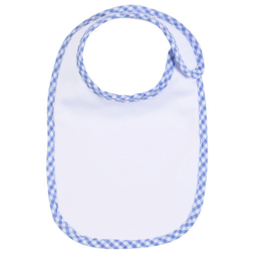 Blue Gingham Trim Baby Bib