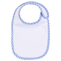 Blue Gingham Trim Baby Bib