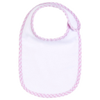 Pink Gingham Trim Baby Bib