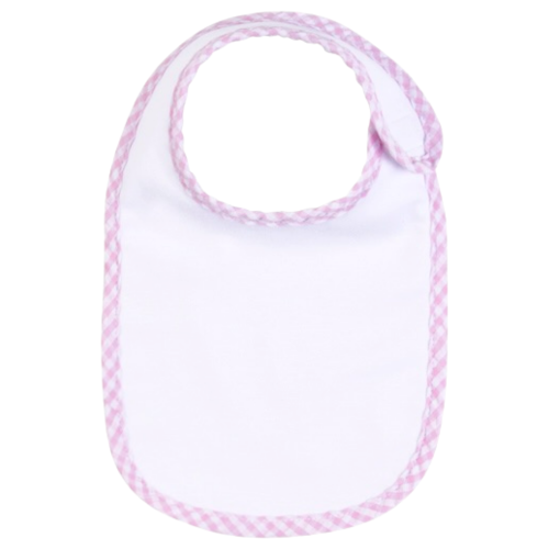 Pink Gingham Trim Baby Bib