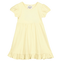 Pale Yellow Girls Short Sleeve Empire Waist Ruffle Dress