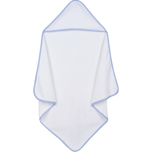Hooded Towel with Blue Gingham Trim
