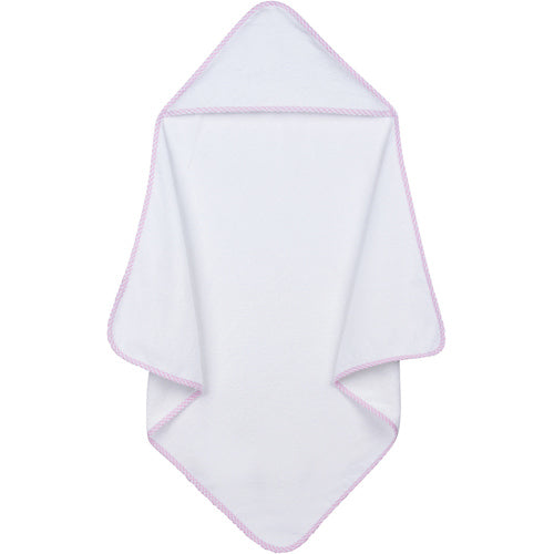 Hooded Towel with Pink Gingham Trim